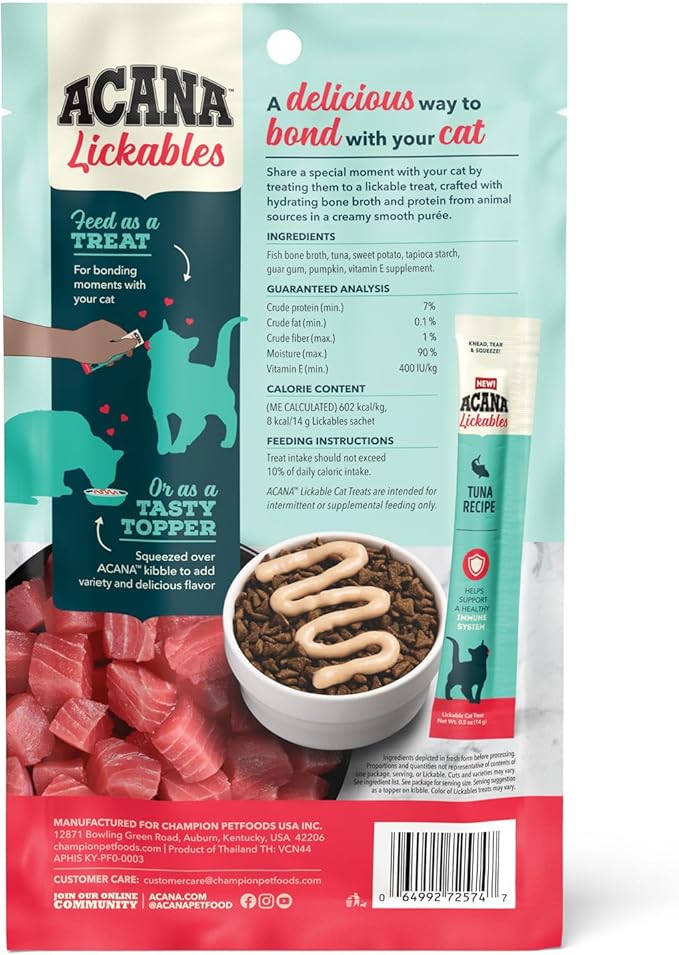 ACANA Lickables Cat Treats Tuna Recipe .5oz Tubes (5 Count)-PawvioPets