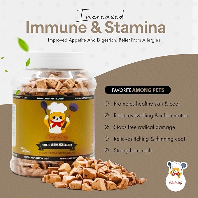 Freeze-Dried Chicken Liver Treats for Cats & Dogs – 100% Human Grade, Single Ingredient, High-Protein, Healthy Snack – No Additives or Preservatives – 3.1oz - Inspected & Tested in USA-PawvioPets