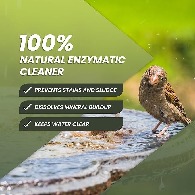 16oz Bird Bath Cleaner, Cleans 80 Gallons of Water, Ideal Fountain Cleaner Safe for Birds, Bird Bath Fountains Clarifier, Liquid Birdbath and Fountain Maintenance, Promotes Clean & Clear Water-PawvioPets