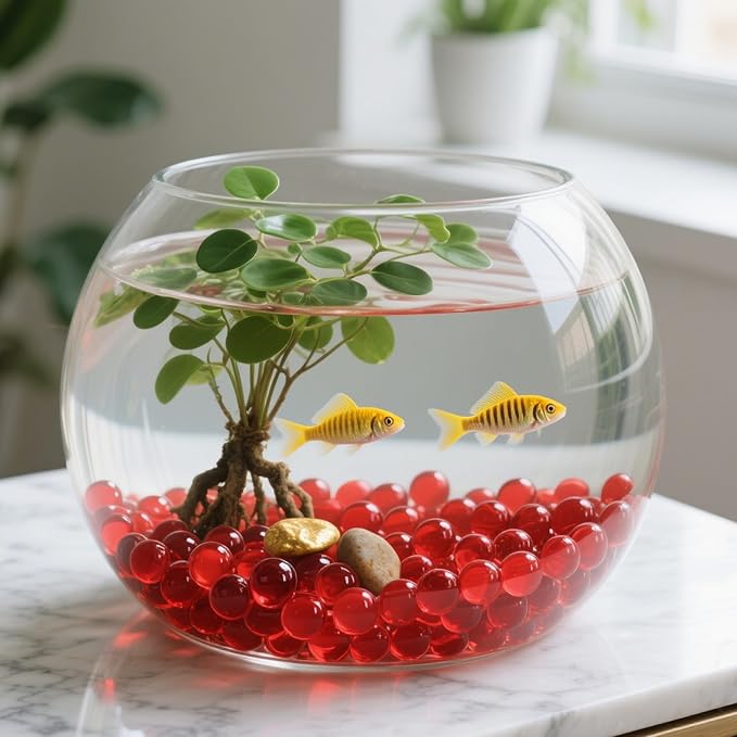 2.16LB Glass Beads Vase Filler Aquarium Gravel Decor Flat Glass Marbles Gems Pebbles Fish Tank Rocks Home Decorative Art Craft - Red-PawvioPets