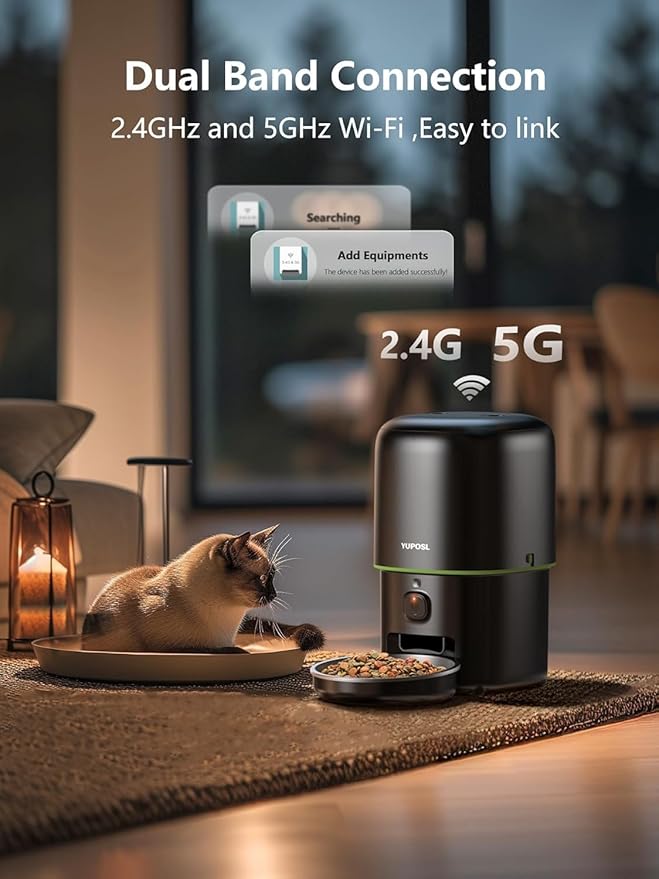 Automatic Cat Feeder with Camera - 5G WiFi Auto Cat Food Dispenser, 1080P HD Video with Night Vision, 1-15 Meals, 1-99 Portions, 2-Way Audio, Keeps Food Fresh, 4L Timed Pet Feeder Also for Dogs-PawvioPets
