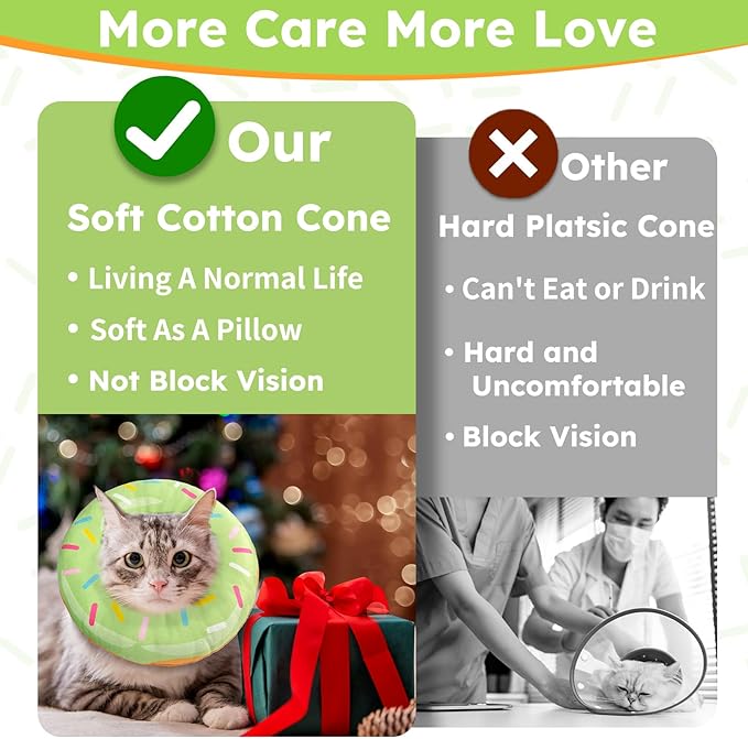 Cat Cone Collar Soft, Cat Recovery Collar for Wound Healing Cute Donut Adjustable Kittens Cones to Stop Licking Comfortable Lightweight Neck Elizabethan Collars for Cats Kittens After Surgery-PawvioPets