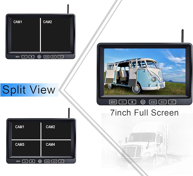 Digital Wireless Backup Camera System Kit,HD 1080P & IP69 Waterproof Wireless Reverse Rear View Camera + 7’’ DVR Split Touch Monitor, Recording for RV/Truck/Trailer/Motorhome-ZEROXCLUB B701-PawvioPets