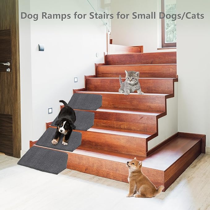 Dog Stairs for High Beds 30-36 inches Tall, 7-Step Pet Stairs/Steps for Small Large Dogs, 30D Foam Pet Steps/Ramp/Ladder for High Bedsides, with 4pcs Dog Ramp for Stairs, Dark Grey-PawvioPets