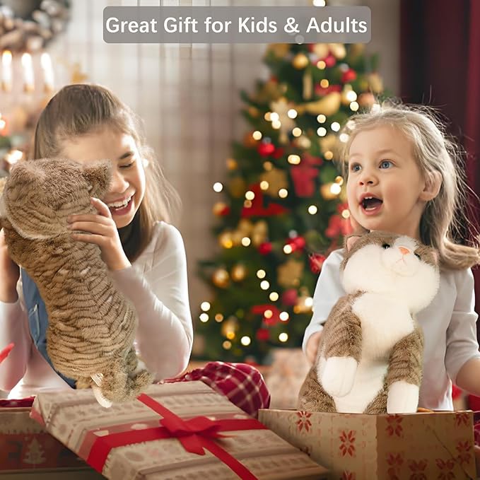 19 inch 3 lbs Cat Weighted Stuffed Animals, Realistic Weighted Cat Stuffed Animal, Sensory Comfort Plush Throw Pillow, Soft Kawaii Stuffed Kitty Plush Toy Gift for Adults Kids Youth-PawvioPets