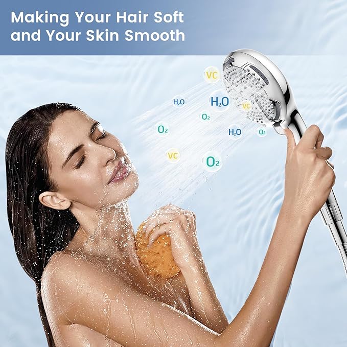 FEELSO Filtered Shower Head with Handheld, High Pressure 7 Spray Showerhead with Filters for Hard Water - Remove Chlorine, Reduce Dry Itchy Skin, Anti-clog Nozzles, Power Wash to Clean Tub, Tile & Pet-PawvioPets