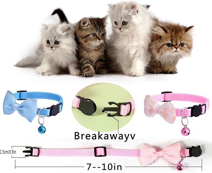 16 PCS Cute Cat Collar with Bells Kitten Collars for Girls Pink Cat Collar Breakaway Cat Collars for Girl Cats Small Kitten Collar with Bell Boy Pet Collar for Cats Kitten Supplies Flower Cat Collar-PawvioPets