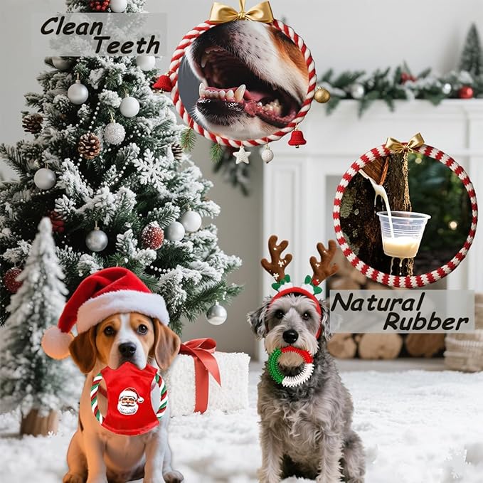 Dog Toys 15 Pack for Teeth Cleaning and Fun, Puppy Teething Chew Toys Tug Rope Squeaky Treat Balls & Rubber Tous Bulk– Variety Dog Gifts Set Reduce Anxiety & Save Furniture, Christmas-PawvioPets