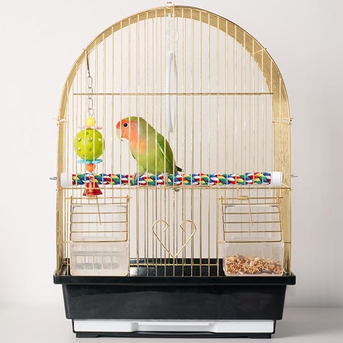 Colorful Bird Rope Perch Stand, Birdcage Swing Spiral Toys, Bird Climbing Standing Bungee Rope Perches Chew Toys Cage Accessories for Cockatiels Parrots Birds (40CM/15.7inch)-PawvioPets
