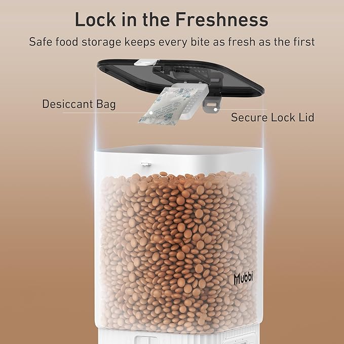 Automatic Cat Feeders, 7L/29 Cups Automatic Dog Feeder with Desiccant Bag, 1-6 Meals Ideal for 2-15mm Dry Food, Suitble for Multiple Pets, Dual Power Supply, Detachable Washable-PawvioPets