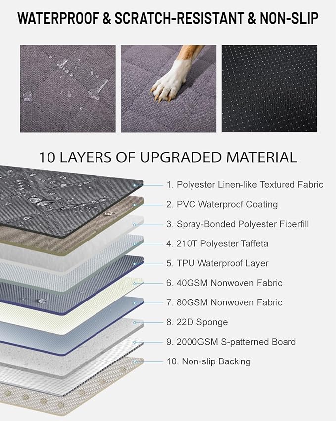 Back Seat Extender for Dog, Waterproof Dog Car Seat Cover for Back Seat, Hard Bottom Car Seat Cover, Large Space Hammock for Full-Size Crewcab Trucks, Pet Seat Cover Holds 450lbs(Grey)-PawvioPets