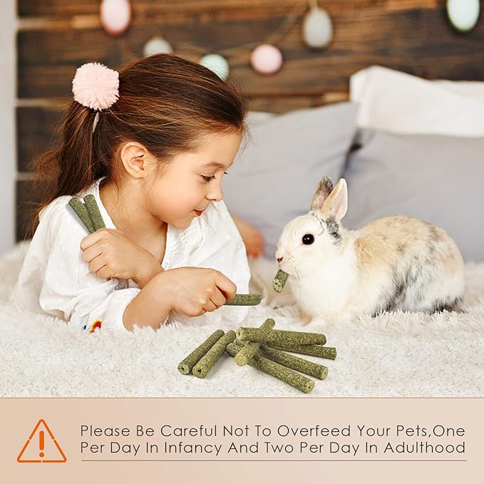 Bissap 114PCS Timothy Hay Sticks for Rabbits, Natural Timothy Grass Molar Teeth Stick Chew Toys for Bunnies Chinchillas Guinea Pigs Hamsters and Other Small Animals Treats-PawvioPets