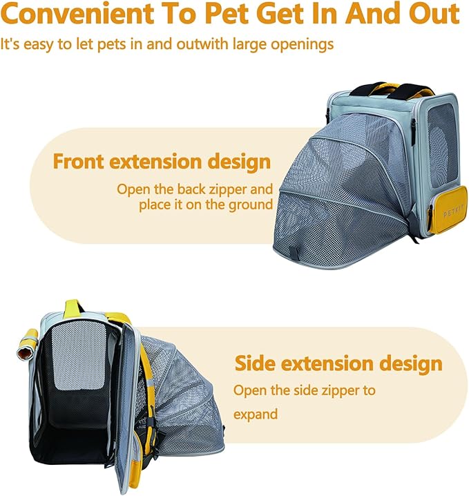 Expandable Pet Backpack, Cat Backpack with Breathable Mesh, Collapsible Soft Cat Travel Bag for Outdoor Hiking, Large Space Dog Backpack(Purple)-PawvioPets