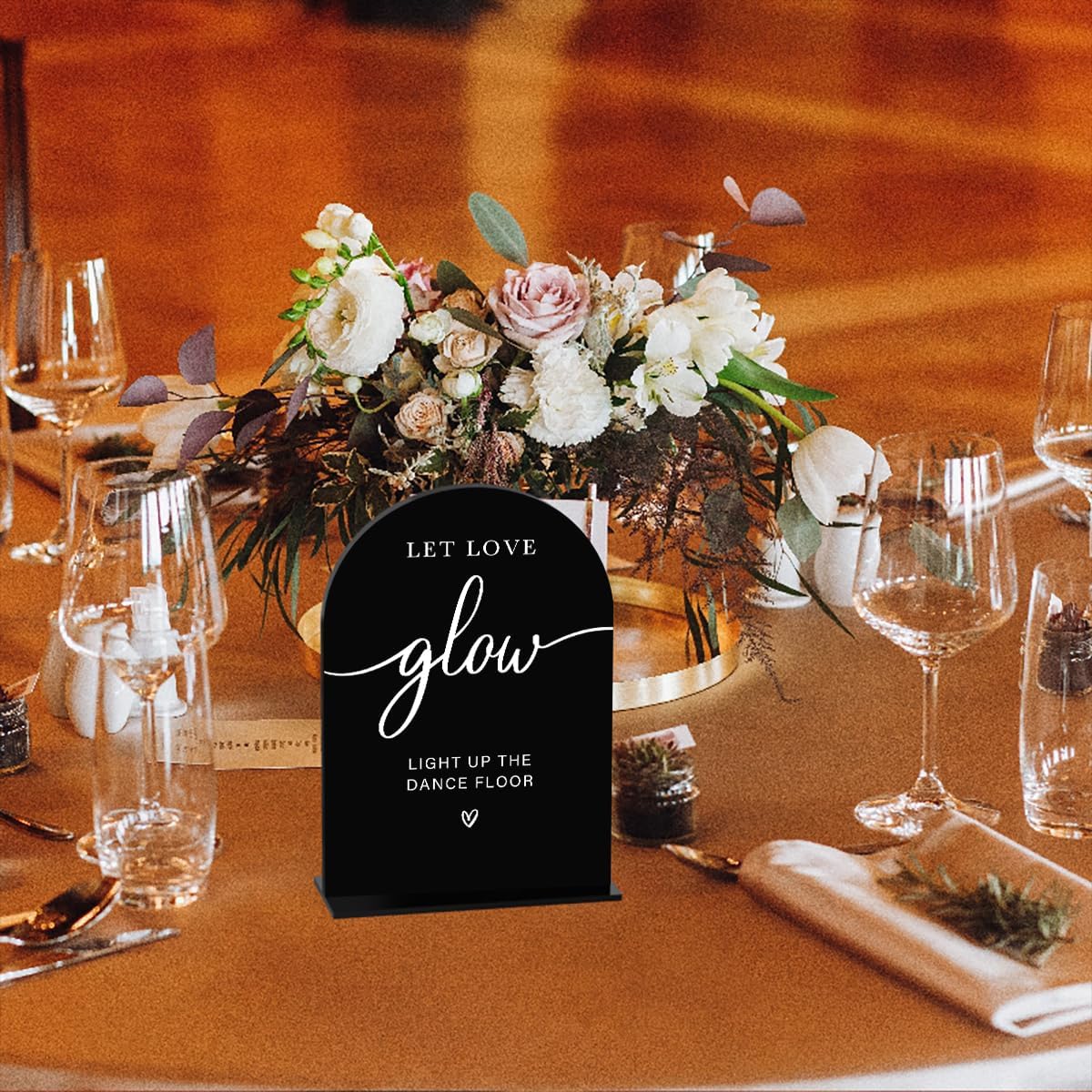 Acrylic Wedding Sign Let Love Glow Sign for Wedding Wedding Signs for Ceremony Modern Calligraphy Arch Acrylic Table Top Sign for Wedding Reception and Event Party Table(black）