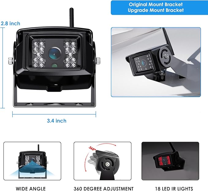 Digital Wireless Backup Camera System Kit, IP69K Waterproof Wireless 2 Rear View Camera + 7’’ LCD Dual Split Monitor for RV/Truck/Bus/Camper/Trailer (WX02)-PawvioPets