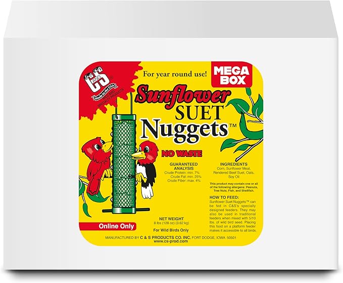 C&S Sunflower Suet Nuggets, Suet Nuggets for Wild Birds, 8 Lbs-PawvioPets