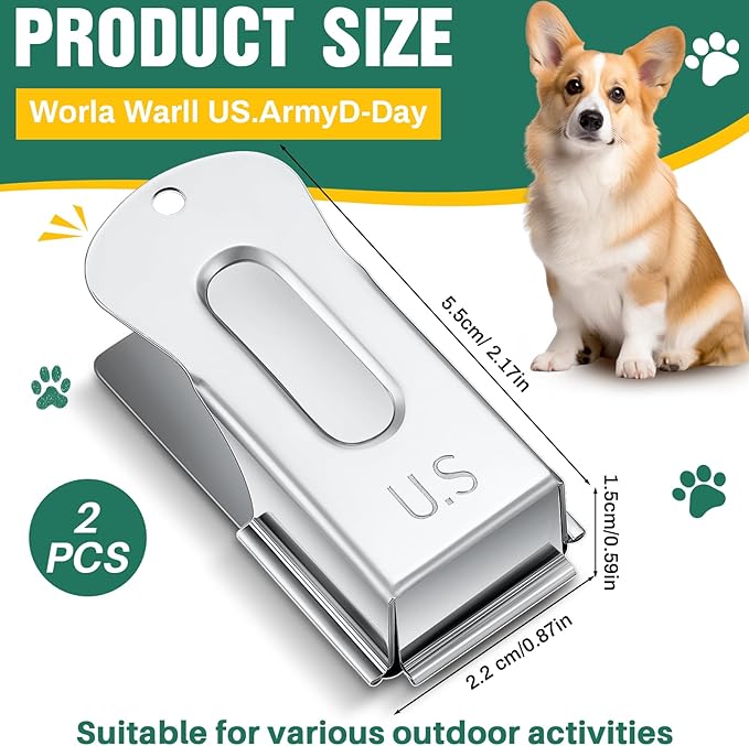 2 Pieces Brass Pet Training Clicker Signaling Cricket Clicker Metal Dog Clicker for Puppy Cats Trainer Pet Owners (Silver)-PawvioPets