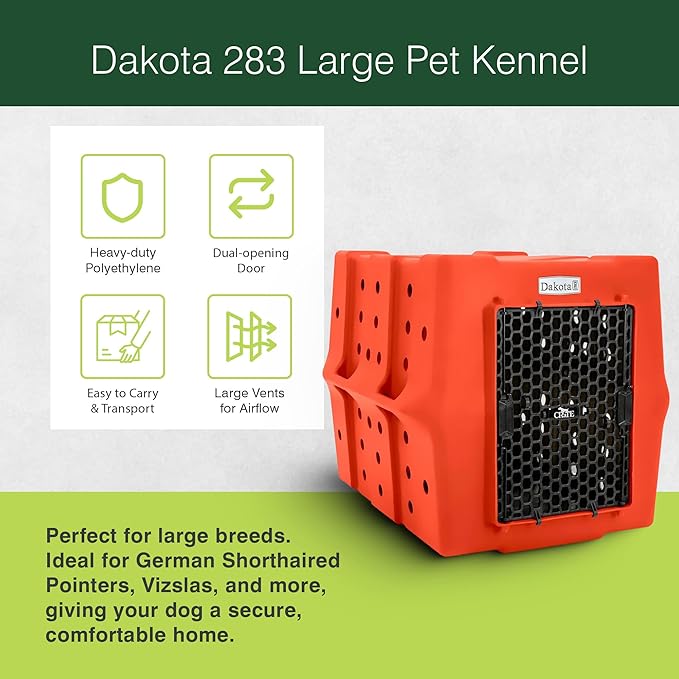 Dakota 283 Crate - Canine Rough and Tough Economy Kennel (Orange, Large)-PawvioPets