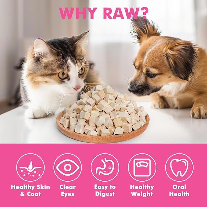 Freeze Dried Cats & Dogs Raw Treats, All Natural Single Ingredient Chicken Breast, High Protein Healthy Pet Training Treats or Food Topper, 6 oz-PawvioPets
