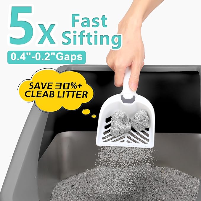 2 Pack Stainless Steel Litter Box | XL Enclosed Cat Litter Boxes with Lid for Big Cats and Multi-Cats | High Sided, Anti-Urine Leakage | Non-Stick Bottom（Multi-Colored）-PawvioPets