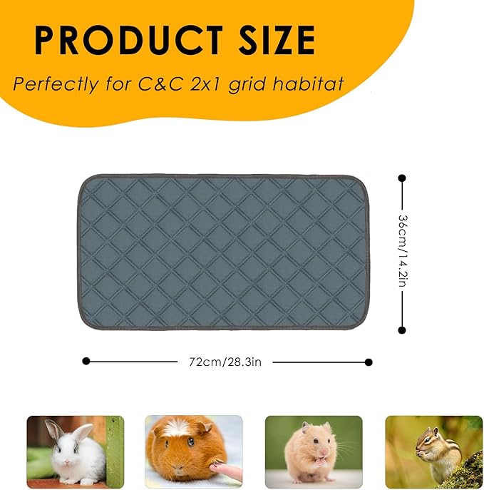 4 Pack Guinea Pig Cage Liners Washable Guinea Pig Bedding Reusable Waterproof Super Absorbent Guinea Pig Pee Pads Anti Slip Mat for Small Animals Rabbit Hamster Rat -28 x 14 Inch-PawvioPets
