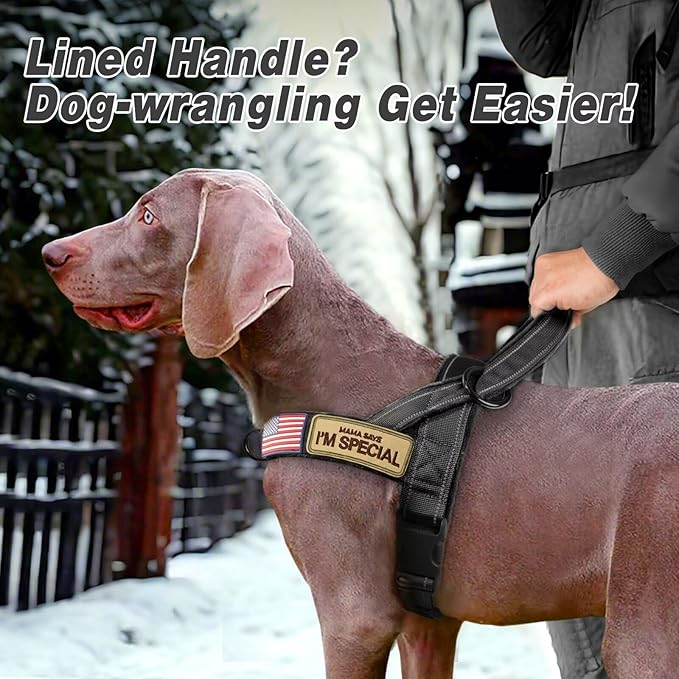 Forestpaw No Pull Dog Harness - Soft Flannel Padded Tactical Dog Vest Harness with Quick Release Buckle, Adjustable Reflective Pet Harness for Medium Dogs Walking Training,Black M-PawvioPets