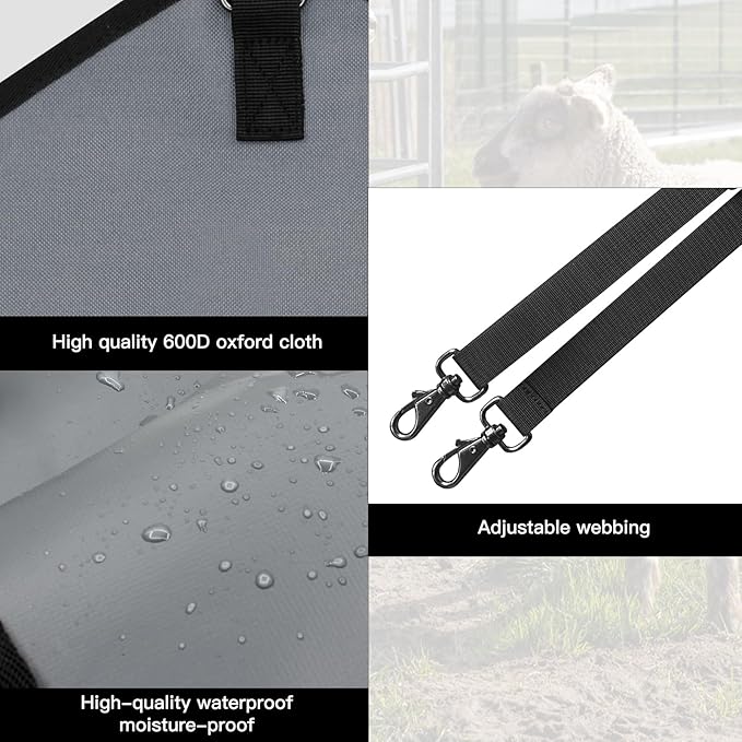 3 Packs Goat Hay Feeder,Hay Bags for Goats,Horses,Sheep,Premium 600D Oxford Cloth,with Metal Fastener and Adjustable Open Feed Hole for Slow Feeding. (1 Black+2Grey)-PawvioPets