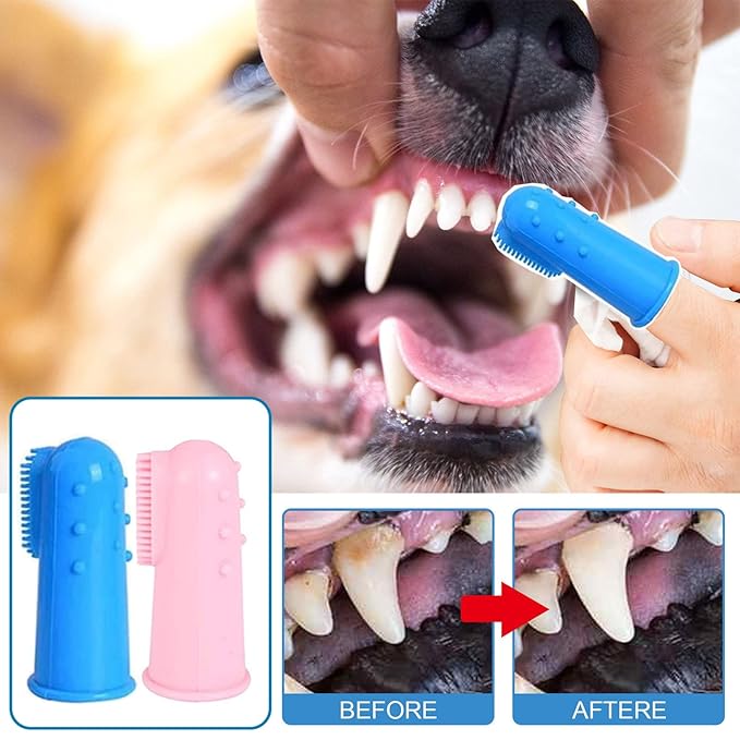 8 Pack Small Dog & Cat Toothbrush Kit, 360º Pet Toothbrush/Mini Head/Dual Head / 10000 Ultra-Soft Bristles Tooth Brush/Finger Toothbrushs for Cat Kitten Doggie Dental Care, Oral Hygiene-PawvioPets