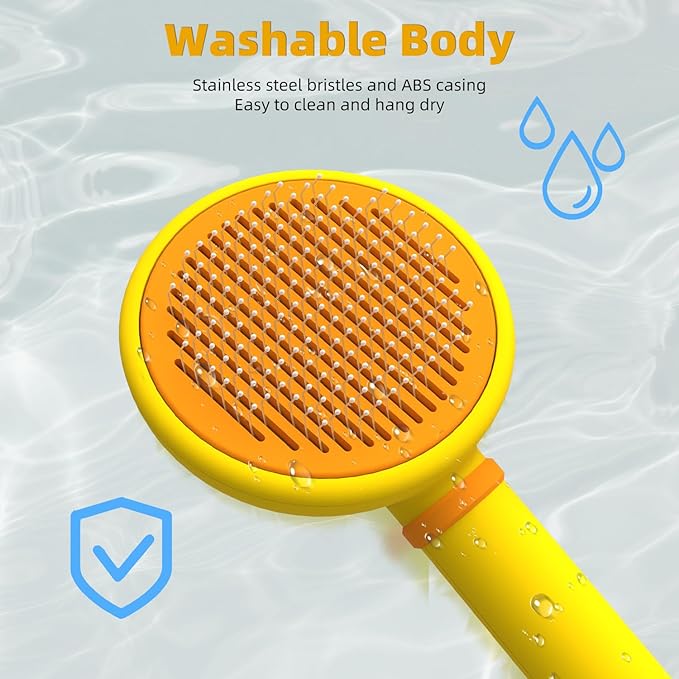 Cat Brush for Shedding, Self-Cleaning Slicker Brush for Indoor Cats, Gently Remove Loose Fur, Pet Grooming Massage Deshedding Tool, Suits Long & Short Haried Cats and Dogs-PawvioPets