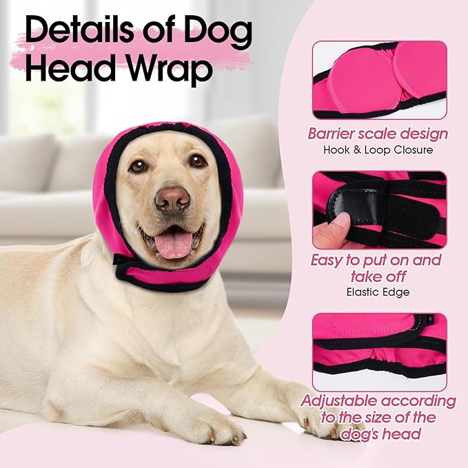 Dog Calming Hoodie, Dog Ear Muffs Noise Protection & Anxiety Relief, No Shake Ear Wraps for Dogs Quiet Ears Cover Headband for Fireworks Grooming Swimming Bathing Force Drying-PawvioPets