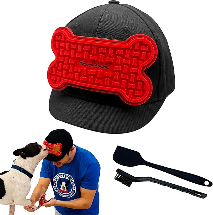 Distract-A-Hat ™ by Warren London - Dog Grooming Distraction Lick Hat for Nail Clipping and Grooming – Adjustable Fit with Adhesive Dog Lick Pad, Spreader & Cleaning Brush Included-PawvioPets