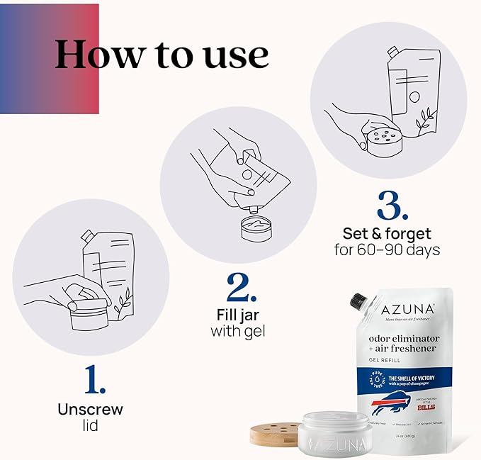 Azuna All-Natural Odor Remover Gel Refill Pouch | Air Purifier with Tea Tree Oil | Plant-Based & Long Lasting | For Pet Odors, Smoke & Strong Odors | Smell of Victory | 24 oz.-PawvioPets