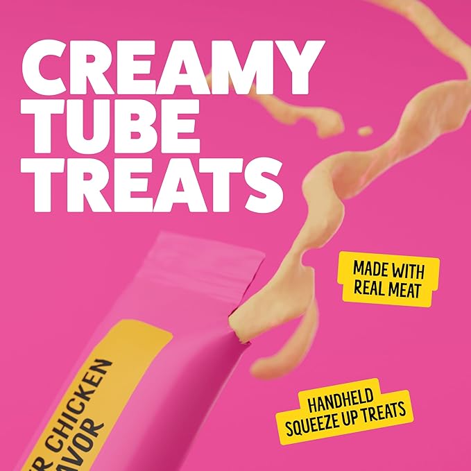 BONKERS Mixx, Wet Lickable Tube Tender Chicken Flavor Cat Treats, Real Meat Treats, Treats for Training or Food Topper, for All Breeds and Ages, Value Pack (15 Pack, 60 Tubes)-PawvioPets