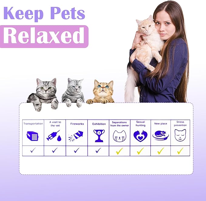 4 Pack Calming Collar for Cats - Long-Lasting Anxiety and Stress Relief, Relaxing Cat Collar,Adjustable Pheromones Collar for Cats，Natural Soothing 60 Days of Continuous Calming Move-PawvioPets