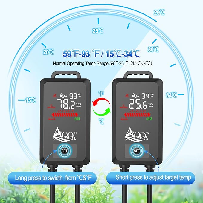 AQQA Aquarium Heater 800W Large Fish Tank Heater for 80-230 Gallon Tank Submersible Heater for Aquarium Betta Fish Heater with Adjustable Temp Range 59-93℉ (AQ136-800W for 80-230Gal)-PawvioPets