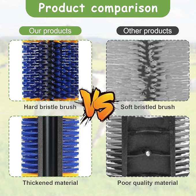 2PCS Livestock Scratching Brush, 17.5 x 7.8 Inch Goat Brushes for Grooming, Horse Brushes for Shedding, Livestock Brush with 8 Screws Great for Horse, Elk, Cattle, Pig, Sheep（Yellow）-PawvioPets