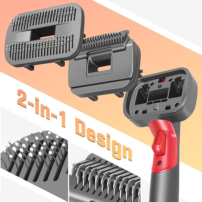 FUNTECK 2-in-1 Dog Hair Vacuum Brush for Grooming & Shedding Compatible with Dyson Gen5, V15, V12, V11, V10, V8, V7 – Removes Loose Hair, Dander, Undercoat & Tangles – Self-Cleaning Design-PawvioPets