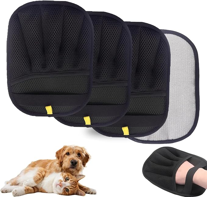 3PC Pet Hair Removal Glove for Cats & Dogs, 2025 Newly Upgraded Five-Finger Electrostatic Pet Hair Gloves, Reusable Pet Hair Remover Tool for Furniture, Car, Couch, Carpet, Clothes-PawvioPets