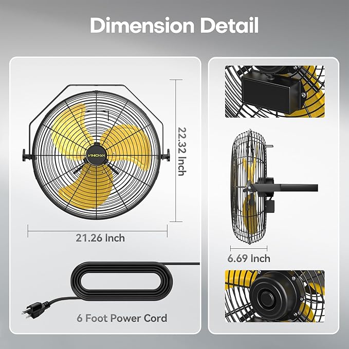 18 Inch Industrial Wall Fan with 2 Pack, 4800 CFM Metal Wall Mount Fans with Poweful Motor, 3 Speed, Fan Indoor for Covered Patio, Greenhouse, Gazebo, and Garage, UL Listed-PawvioPets