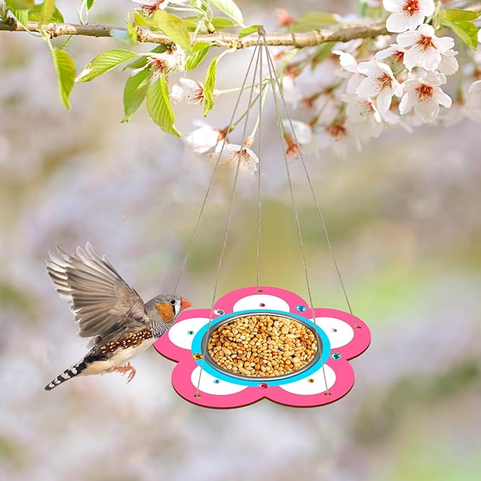 Fennoral 4 Pack Bird Feeder Kits for Kids Make Your Own Bird Feeders Wooden Art and Craft for Girls Boys Ornaments DIY to Paint Craft for Spring Garden Outdoor Decoration Summer Activities Project-PawvioPets