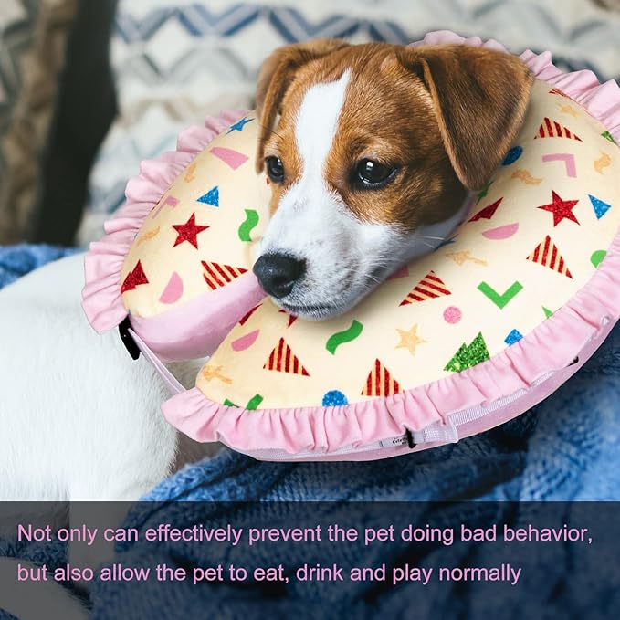 CuteBone Inflatable Dog Donut Collar Alternative for Large Dogs After Surgery-Double Adjustable Neck Range P23SO00104L-PawvioPets
