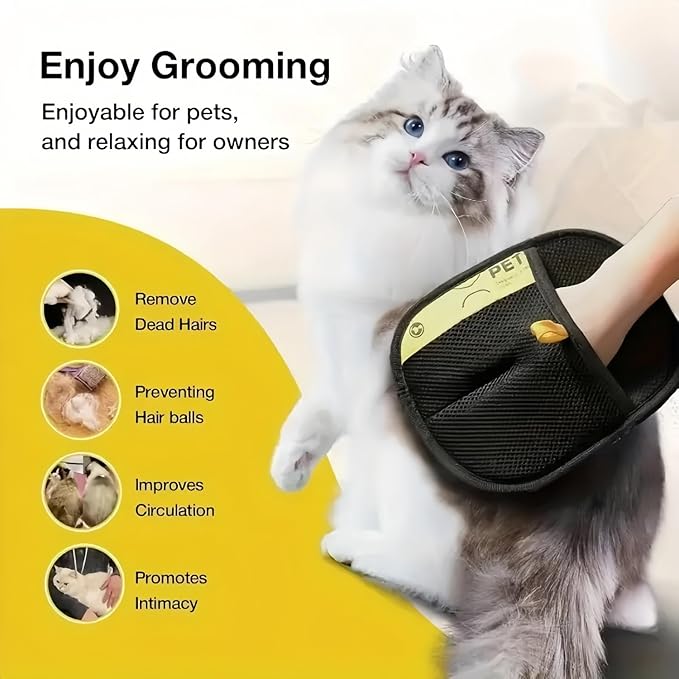 2PCS Pet Hair Remover Gloves, Pet Hair Removal Tool, Reusable Removal Tool for Couch, Furniture, Carpet, Car Seat, Cat Grooming Tools-PawvioPets