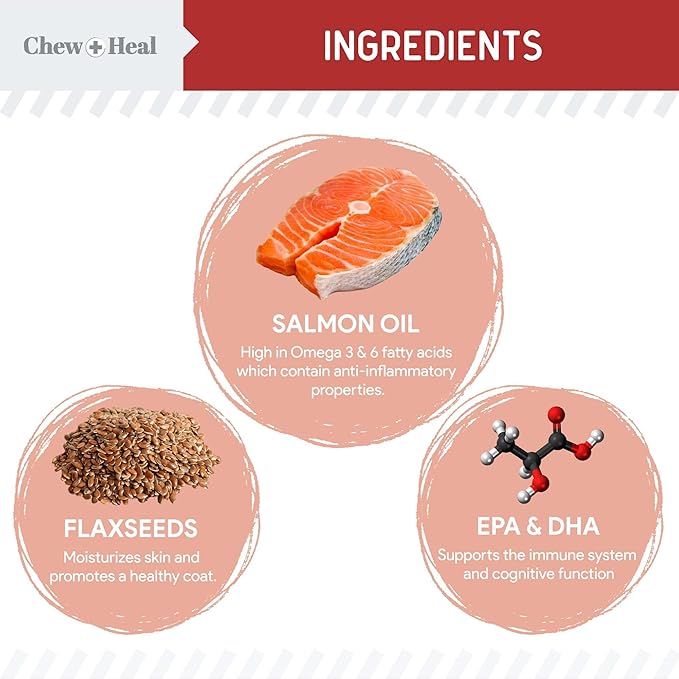 Best Itchy Skin Relief for Dogs -360 Soft Chew Omega Treats for Skin and Coat -Salmon Oil Blend of Fatty Acids, Omega 3, 6, Vitamins, Antioxidants -Made in USA (2 Packs of 180, Bacon Flavor)-PawvioPets