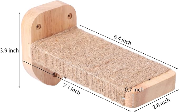 3pcs Cat Wall Steps, Climbing Mounted Furniture, Shelves With Hemp Rope Covered, Solid Wood Ladder for Playing and Climbing (Standard-Wood)-PawvioPets