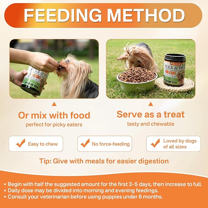 5-in-1 Dog Flea and Tick Treatment Chewable, Natural Flea and Tick Prevention for Dogs Chewable - Flea & Tick | Hip & Joint | Skin & Coat | Immunity Support | Digestive for All Breeds & Sizes-PawvioPets