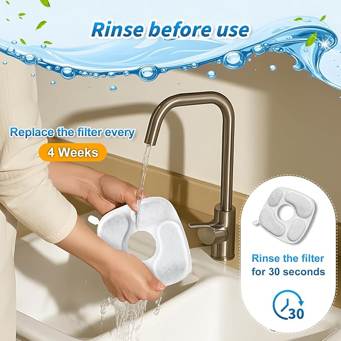 Cat Fountain Filters for 95 oz/2.8 Liter Automatic Pet Fountain Cat Fountain (12 Filters+12 Sponges)-PawvioPets