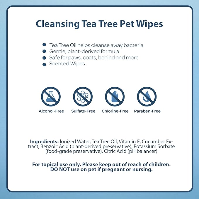 Best Pet Supplies Pet Wipes for Dogs - Dog Wipes Cleaning Deodorizing, for Coats, Ears, Paws - Cleansing, Tea Tree, 400 Count-PawvioPets