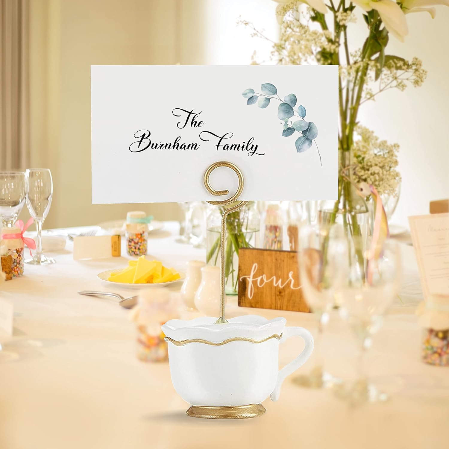 CLEVER SIGNS Place Cards for Wedding or Party, Seating Place Cards for Tables, Scored for Easy Folding, Flower Design 100 Pack, 2 x 3.5 Inches