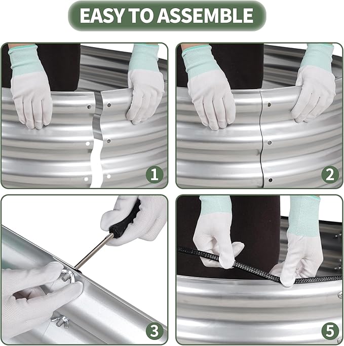 1MORE Galvanized Raised Garden Bed- Planter Garden Boxes Outdoor, Raised Beds for Gardening, 4x2x1ft Metal Garden Bed Kit for Vegetables Flower, Planter Raised Beds with Tools.Silver-2pack-PawvioPets