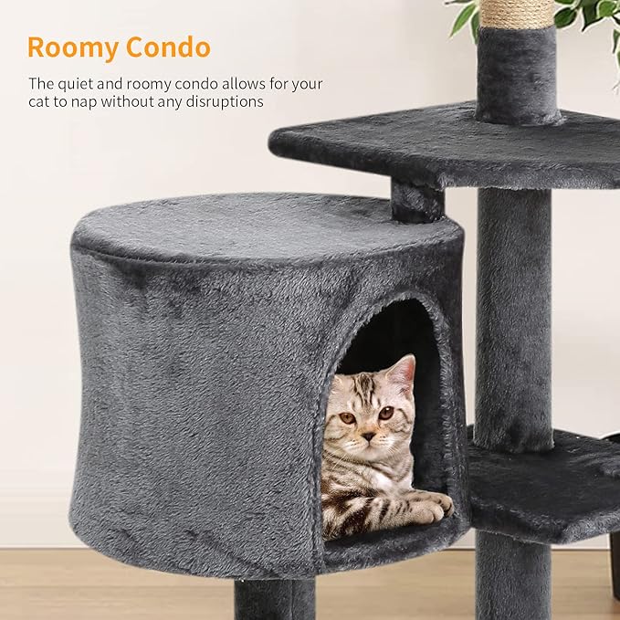 BestPet Cat Tree 36 inch Tall Scratching Toy Activity Centre Cat Tower Cat Condo Multi-Level Furniture Scratching Posts for Indoor Cats,Light Gray-PawvioPets